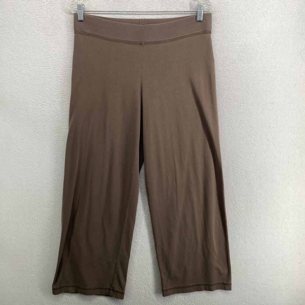 EILEEN FISHER Pants S Stretch Organic Cotton Jersey Straight Ankle Brown USA